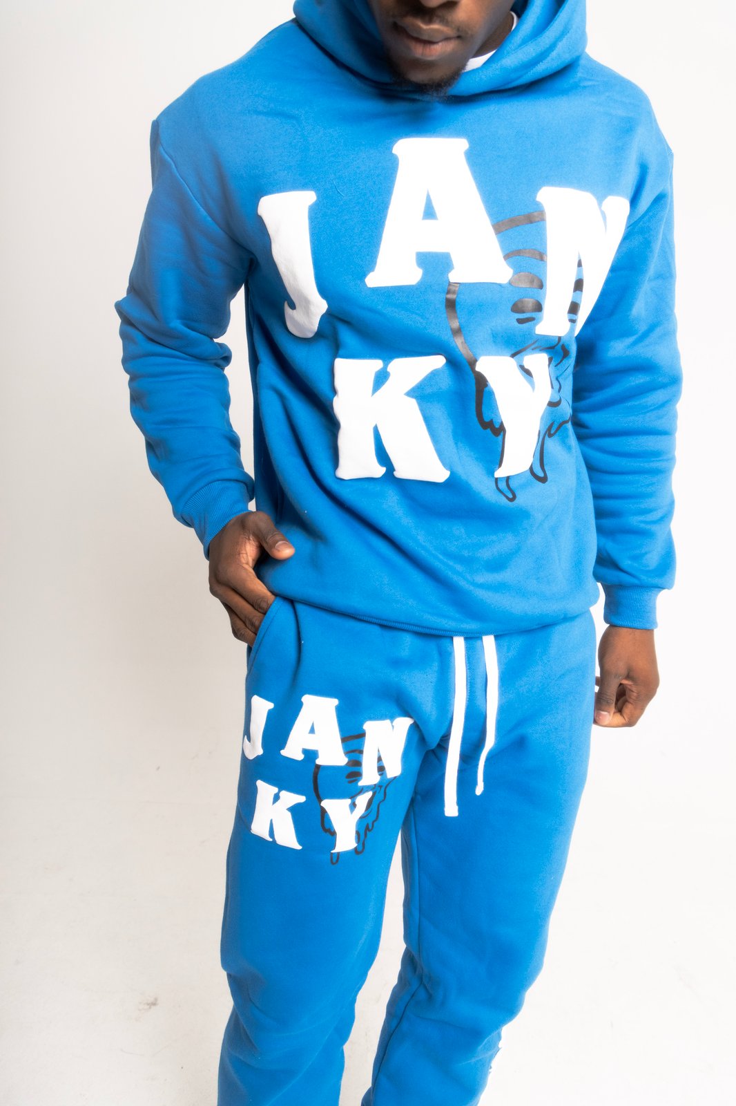 Blue Puff Print Janky Sweat Suits