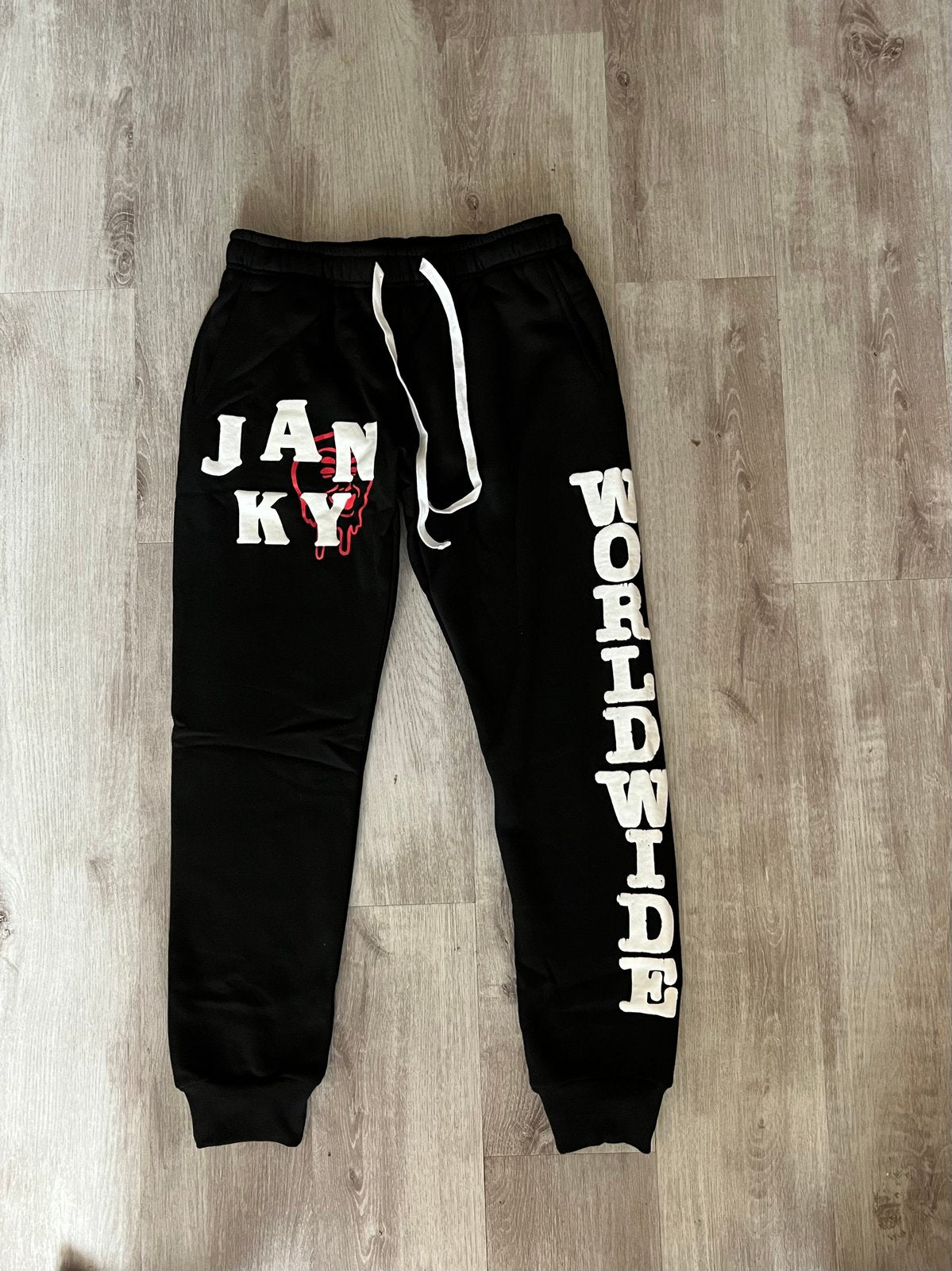 Black Puff Print Janky Sweat Suits