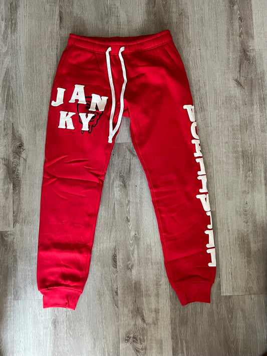 Red Puff Print Joggers